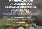 Este jueves abre nueva inscripción para cursos gratuitos del Municipio de Manipulación de Alimentos