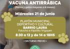 El miércoles 21 de junio 2023 se llevará a cabo una nueva campaña de vacunación antirrábica