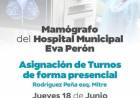 Hospital Municipal Eva Perón: asignarán turnos presenciales para mamografías