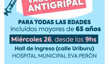 Campaña de vacunación antigripal en la plazoleta del Hospital Municipal