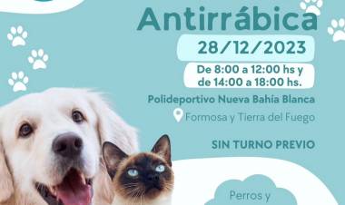 El próximo 28 de diciembre de 2023 se realizará la campaña de vacunación antirrábica