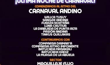 Este domingo será la última noche de carnavales en Punta ALta