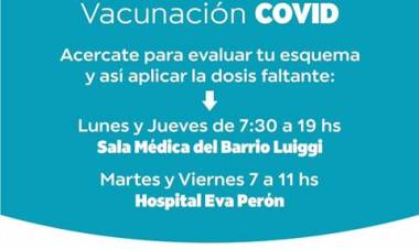El Municipio de Coronel Rosales informa que se encuentran disponibles dosis de vacunas contra el Covid