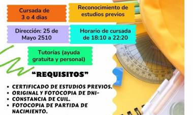 El CENS 454 abre las inscripciones para jóvenes y adultos que necesitan completar sus estudios  secundarios