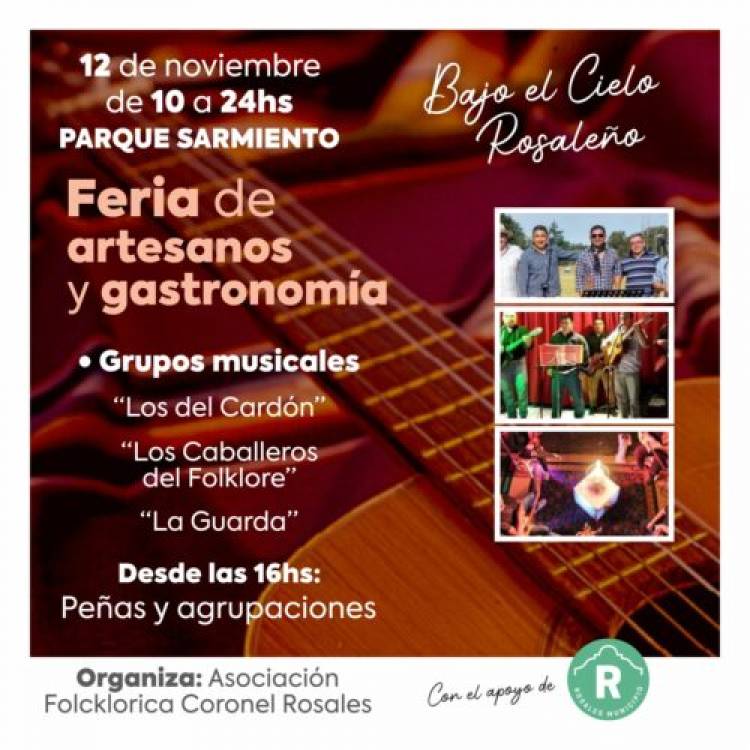 El Municipio invita al festival folklórico “Bajo el cielo rosaleño” que tendrá lugar en el Parque Sarmiento