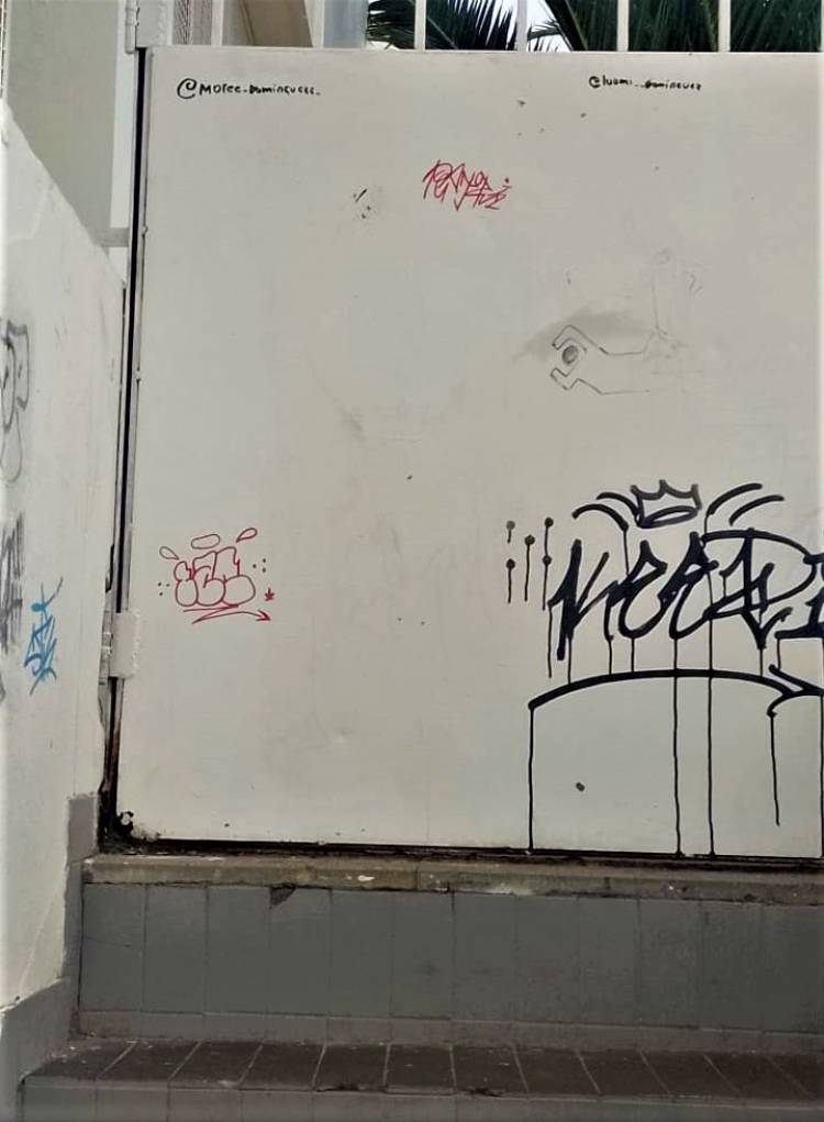 Un joven realizó un graffiti con un marcador en las paredes del registro civil y fue aprehendido