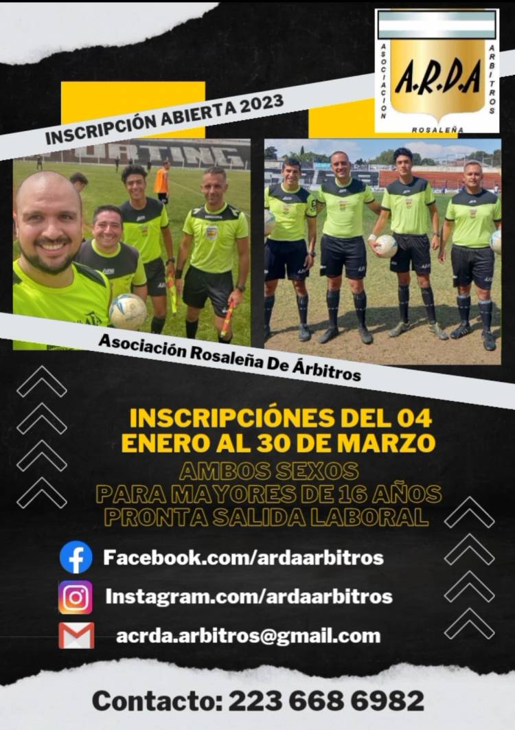 La Asociación Rosaleña de Árbitros abrió las inscripciones