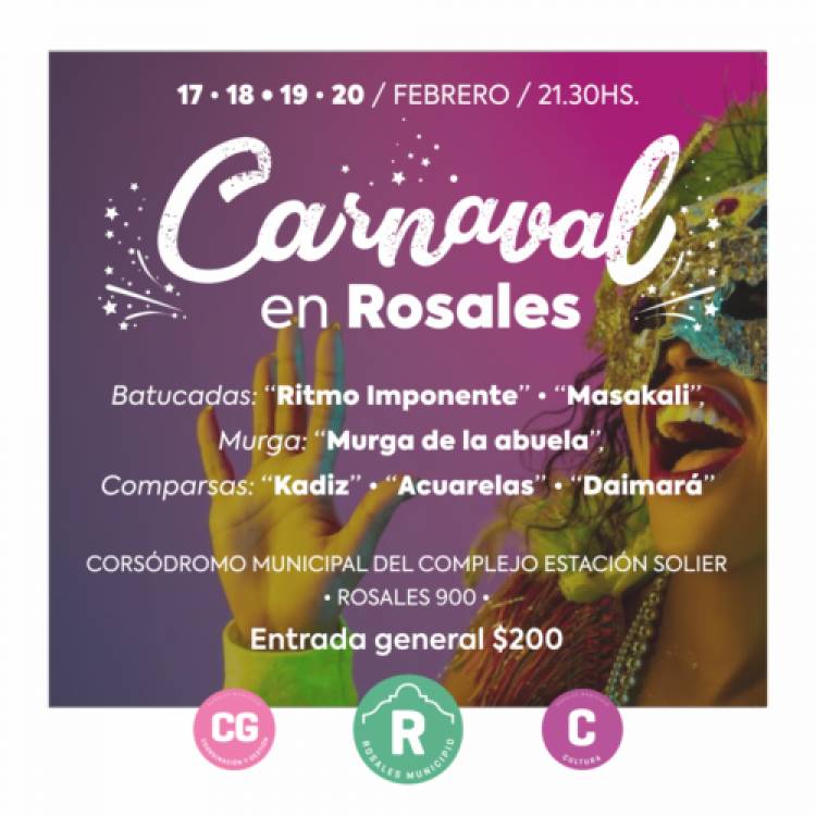 Los corsos rosaleños organizados por el Municipio tendrán 4 noches de fiesta en el corsódromo de Estación Solier