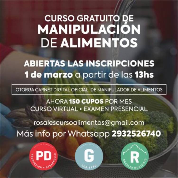 El Municipio amplió los cupos para los cursos gratuitos de Manipulación de Alimentos