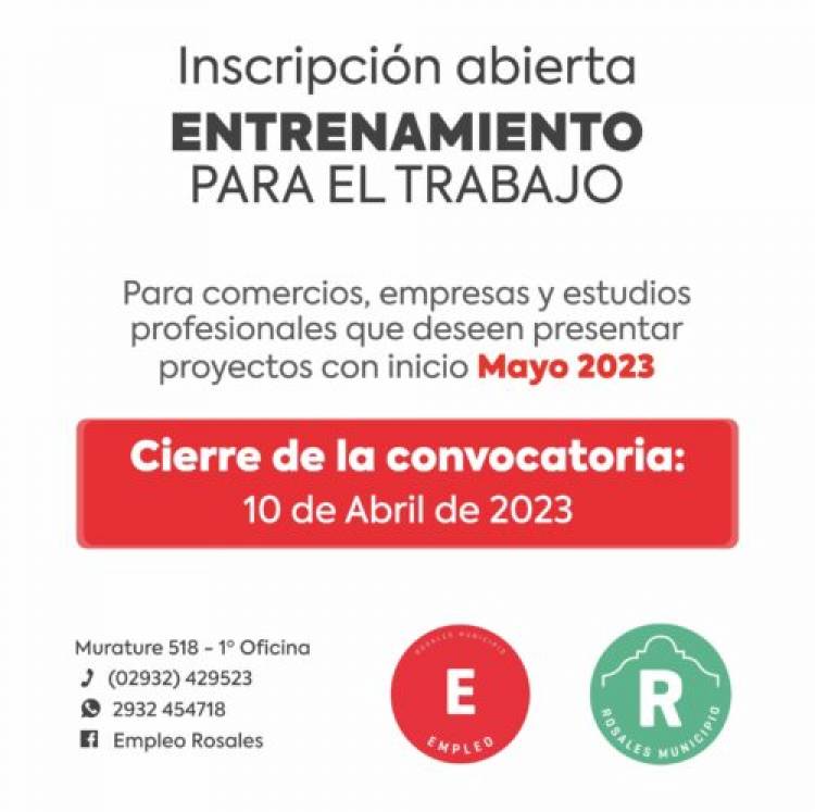 El Municipio abrió la convocatoria a empresas para el programa de entrenamiento para el trabajo 