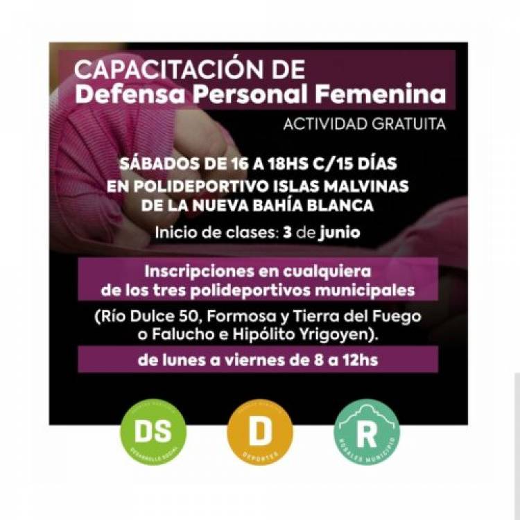 Mañana sábado comenzarán las capacitaciones gratuitas del Municipio en defensa personal femenina