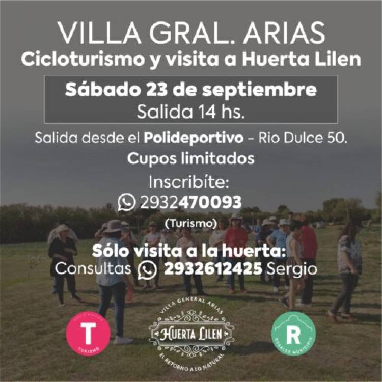 El Municipio de Coronel Rosales invita a una nueva salida de cicloturismo a Villa Arias