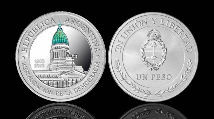 Salió una moneda conmemorativa por el 40 aniversario de Restauración de la Democracia