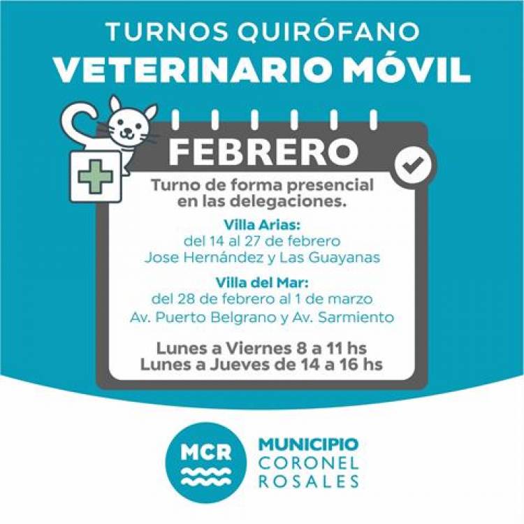 Cronograma del Quirófano Veterinario Móvil para este mes de febrero 2024