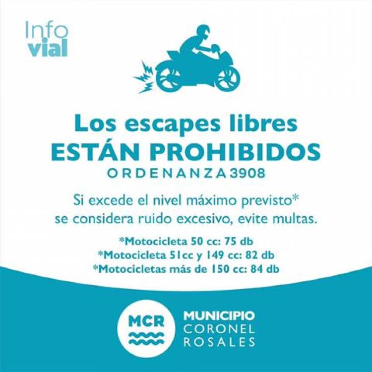 El Municipio recuerda que se prohíbe el uso de caños de escape libres