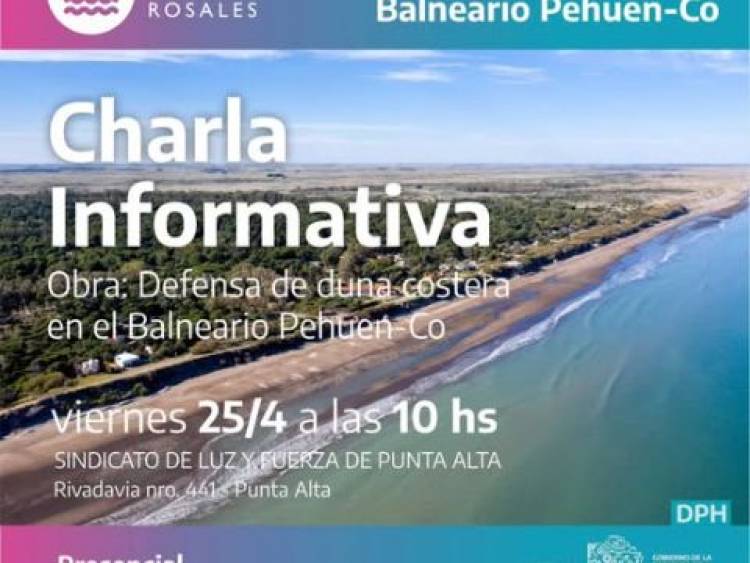 El Municipio de Coronel Rosales anunció una charla abierta sobre la obra de defensa costera de Pehuen Co