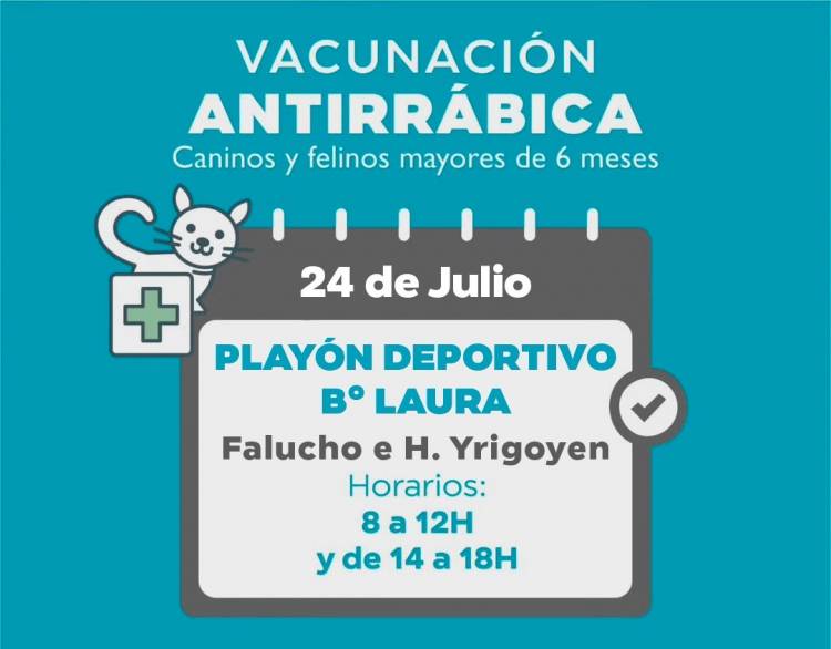 Este jueves habrá vacunación antirrábica en el Playón de Barrio Laura