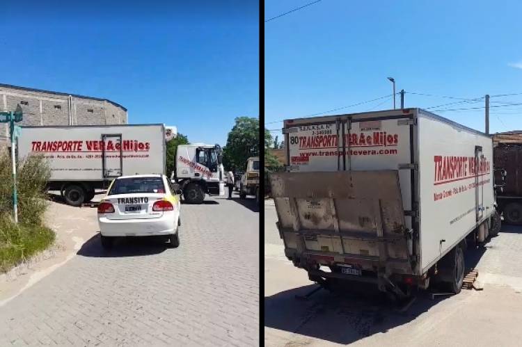 Un camión quedó varado al bajar en contramano por Uriburu y Jujuy y fue multado